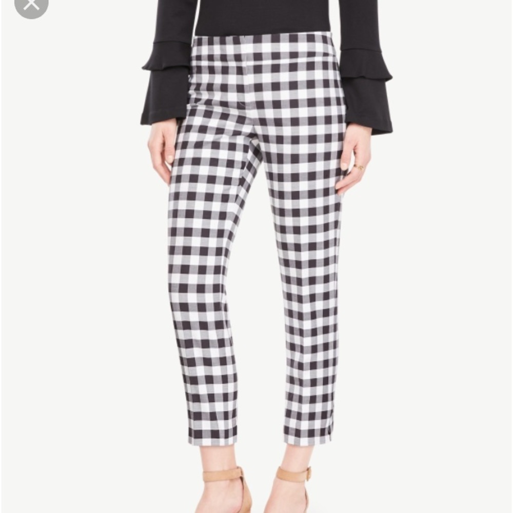New Ann Taylor black and white gingham ankle pants